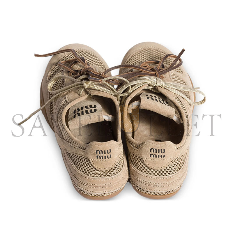 MIU MIU GYMNASIUM MESH AND SUEDE SNEAKERS 5E589E